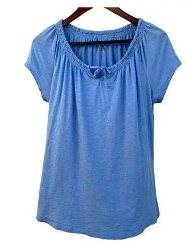 L.L.Bean  Women's‎ Size Small Tee Short Sleeves Split Neck with Drawstring Blue​​​