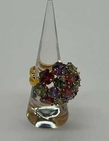 Joan Rivers Glam Finale Multicolor Crystal Gold Tone Bauble Ring Size US 7 RARE