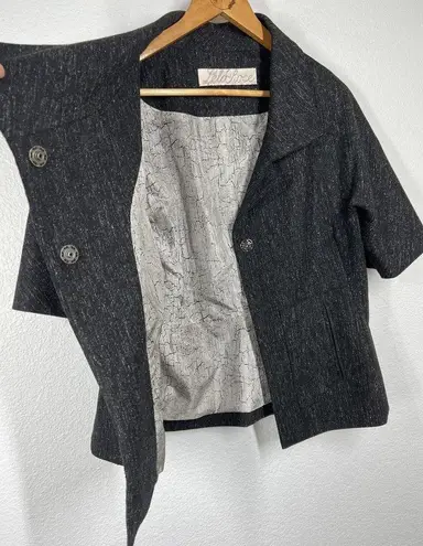 Lela Rose Womens Tweed Jacket Blazer Size 6 Wool Blend Short Sleeves