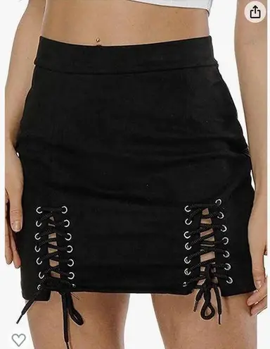 Faux Suede High Waist Lace Up A