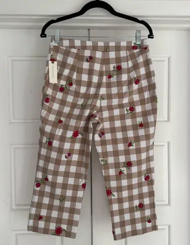 Maeve Gingham Floral Embroidered Capri Pants NWT - size 4
