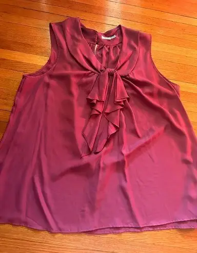 Pleione Raspberry Sleeveless Bow Top, Size 2X