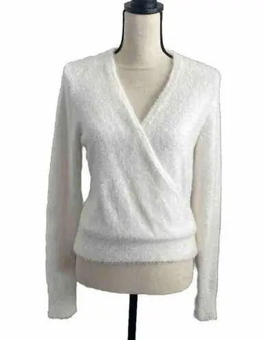 Banana Republic  Luxuriously Soft White Faux Wrap Front V-Neck Sweater size XS