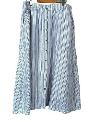 Magaschoni  Linen Blue & White Striped Skirt