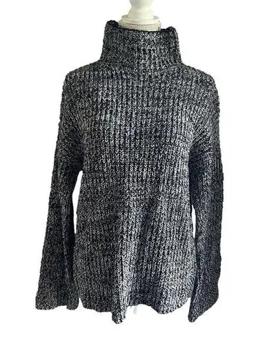 Caslon Black Ivory Marbled Oversized Mock Neck Pullover Sweater Size XS