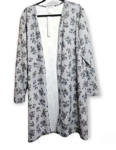 Love Nation Black roses print size 2XL techno plus size knit duster /kimono/