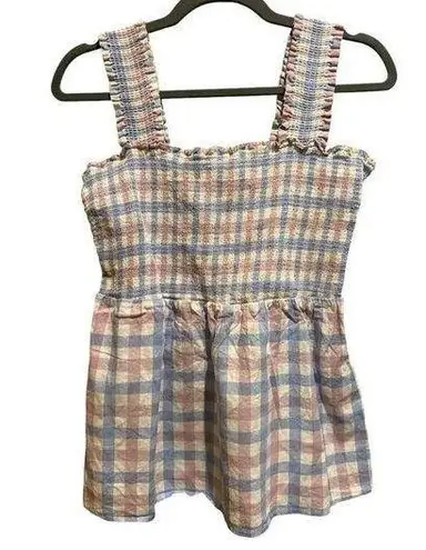 Market & Spruce  Square Neck Plaid Tank Top | Size M