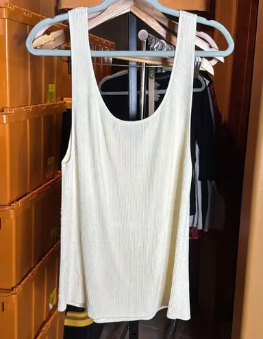 Ellen Tracy Vintage Linda Allard Cream Knit Sleeveless Ribbed Tank Top Sz Large