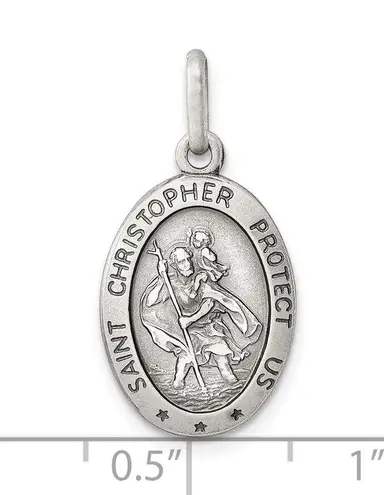 Sterling Silver Antiqued St. Christopher Medal