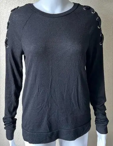 Just Be | Black Metal Eyelet Detail Long Sleeved Top Shirt | Medium