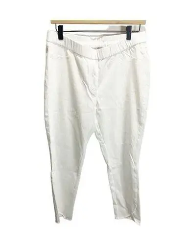 Isaac Mizrahi Live! Size 12P White Denim Stretch Jean Jeggings Raw Hem Pull On