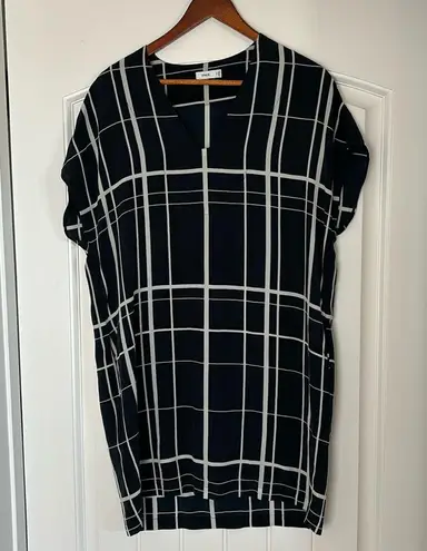 Vince . Silk Blue White Striped VNeck Mini Tunic Dress Lightweight Womens Size XS