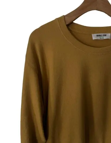 Double Zero  Mustard Yellow Crew Neck Cropped Jersey Knit Sweater Top Large NEW