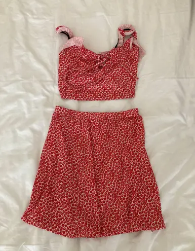 Missguided Red Co Ord Skirt And Top Set