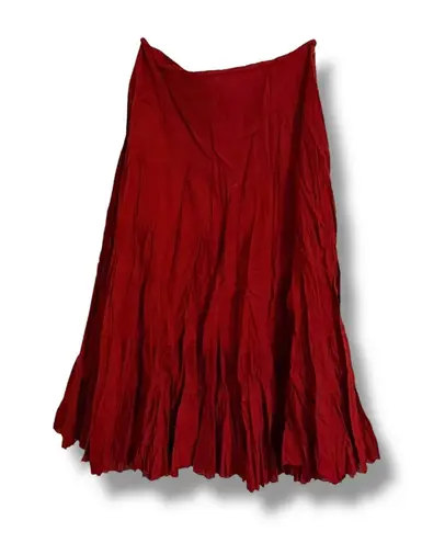 Chaudry by Anthropologie Merlot Red Asymmetrical Midi Skirt | Size M | NWT Size M