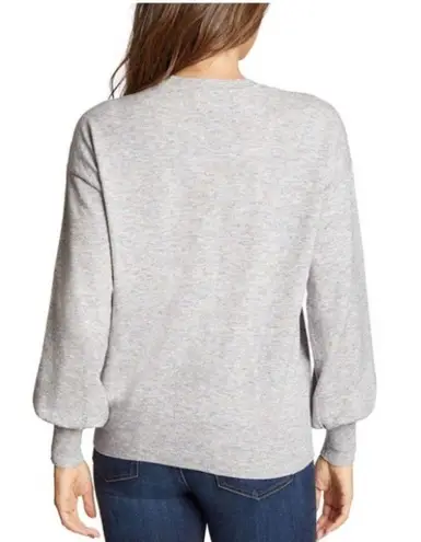 Anthropologie  Ella Moss Maggie Heather Grey Puff Sleeve Knit Sweater Small