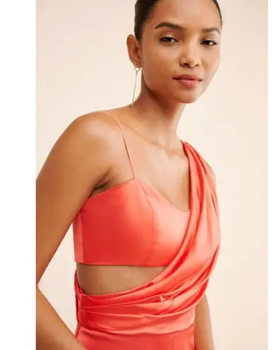 Amur Blynn Satin Cut Out Jumpsuit Spicy Coral Womens Size 2 Red