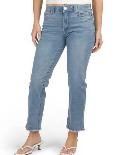 Democracy High Rise Slim Straight Fray Hem Ankle Jeans NWOT Medium Wash Size 14