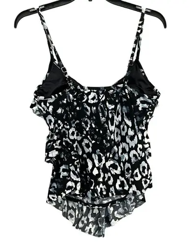 MagicSuit Tankini Womens 8 Black Animal Print Rita Tiered Swim Top Tummy Flatter