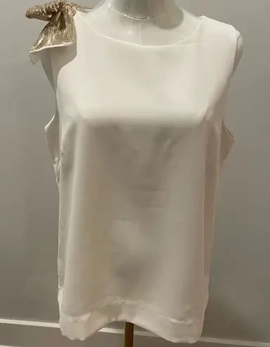 J.Crew  Ivory Sleeveless Top with Gold Bow NWT thumbnail 1