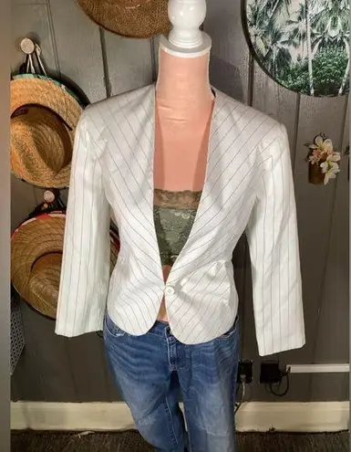 Vintage Lucia White with Green Pinstripes Medium Blazer