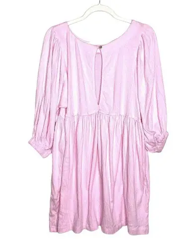 Petal and Pup  Ermias Long Balloon Sleeve Mini Smock Dress Textured Pink Size 2