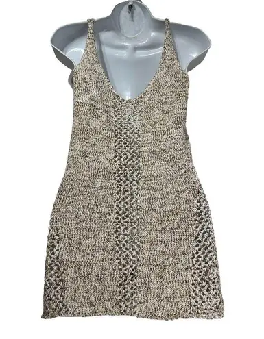 Torn By Ronny Kobo sleeveless open knit tan brown Penney Sweater tank Top Size S