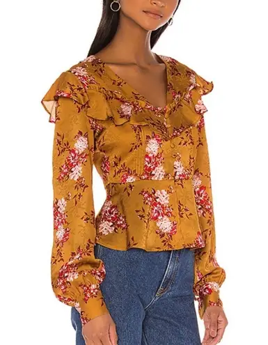 Majorelle Floral Ruffle Blouse