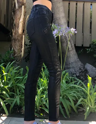 Citizen Of Humanity Faux Leather Black Rocker Skinny Jeans Extra Zipper Pockets