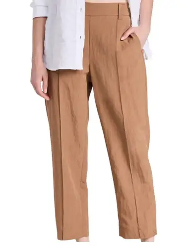 Vince  Women's Mid Rise Pleated Pull On Pant Stretch Wool Blend Size Medium Khaki