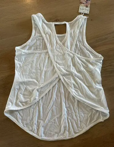 HalaraCut Out Asymmetric Hem Sheer Casual Tank Top white NWT