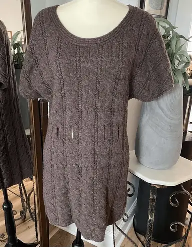 Fenn Wright Manson Wool Blend Taupe Brown Chunky Cable Knit Sweater Dress