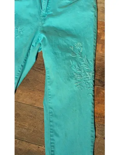 FDJ French Dressing Olivia Embroidered Ankle Pants Jeans Turquoise Size 10