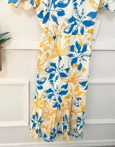 NWT Elizabeth James The Label Delia Dress Sea Flower Blue Yellow Size S