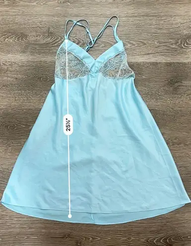 Vintage Baby Blue Lace Satin Slip Dress