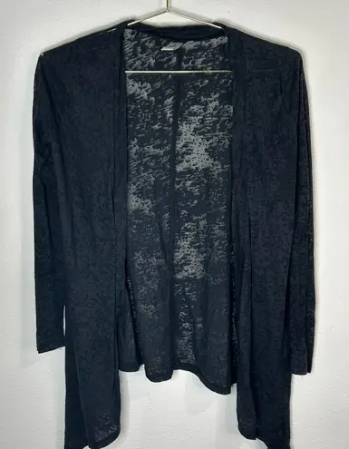 Active Basic Black Lightweight Burnout Open Front Cardigan Women's Small - Image 1