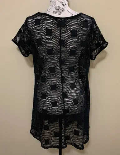 Dotti Brand Dotti Black Crochet Short Sleeve Swim Cover Up