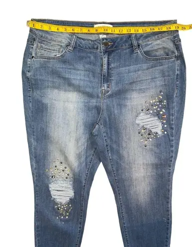 Lane Bryant  Bedazzled Jeweled Distressed Mid‎ Rise Skinny Jeans Women’s Size 20