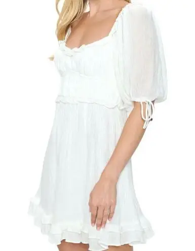 Angel Biba  Ruffle Babydoll Mini Dress White Size Small NWT