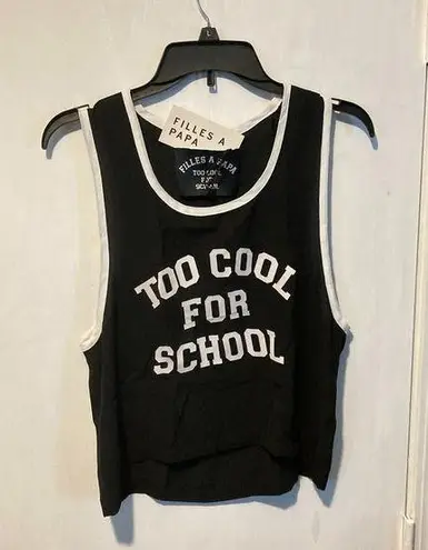 Filles a Papa FAP women's size II (medium) TOO COOL FOR SCHOOL wide arm tank top Black