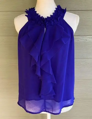 Aryn K Halter Ruffled Blouse