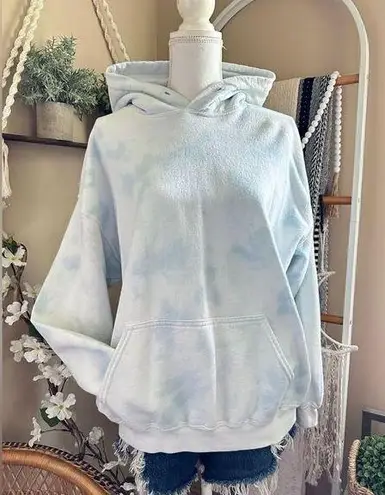 Gildan  Heavy Blend Light Baby Blue/White Tie Dye Hooded Sweatshirt