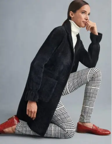 J. McLaughlin SOFT BLACK Button Front Stadium Coat Size M Trench