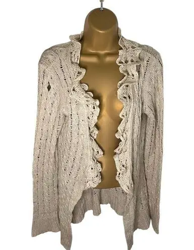 To The Max Wool Blend Open Knit Long Cardigan Sand M Tan Size M