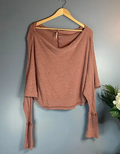 Free People Mauve Slouchy Knit Long Sleeve Top