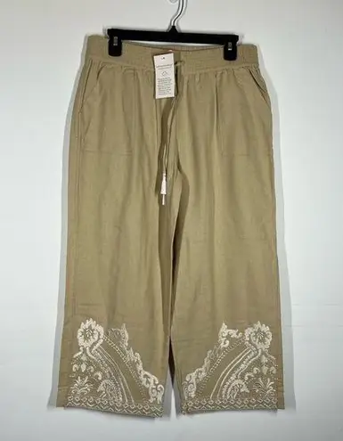 Soft Surroundings NWT Embroidered Crop Pant Size Medium