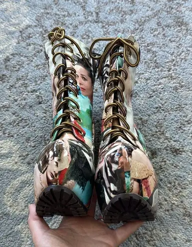 Scene Audrey Hepburn Vintage Photo Collage Platform Boots 7.5