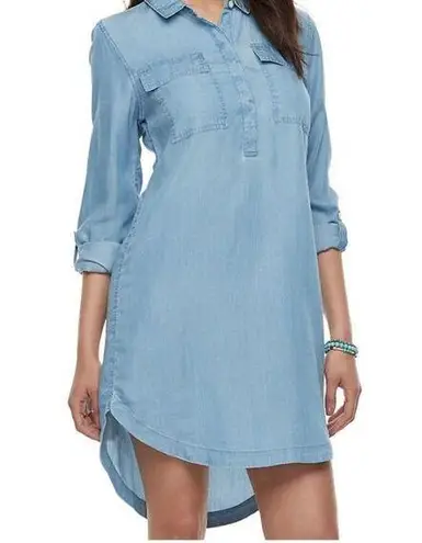 SO  utility shirt shift collared dress with long sleeves