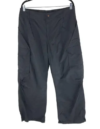 Halara Low Rise Button Zipper Side Pocket Wide Leg Casual Cargo Pants Black XL