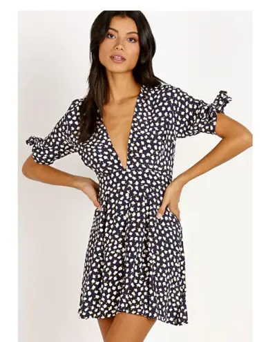 Faithfull the Brand Blue Vintage Bloom Birgit Mini Dress Sz.US6 NWT